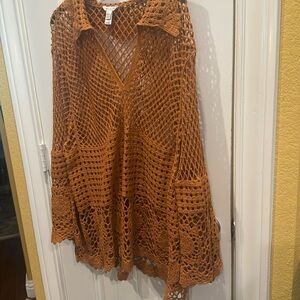 Crocheted long sleeve sweater